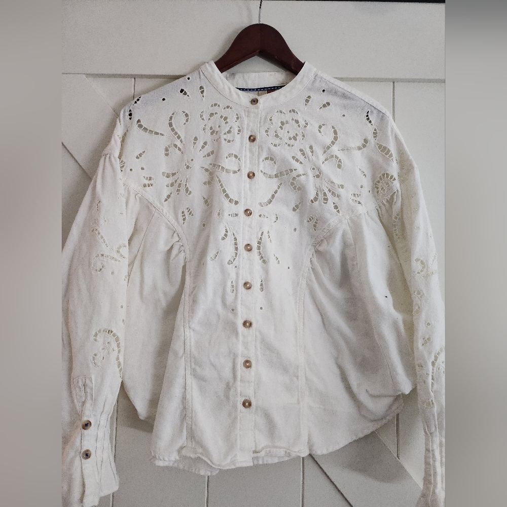Anthropologie Pilcro Elegant White Eyelet Blouse